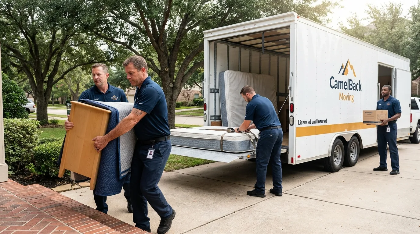 Crew loading residential truck for cross-state move from Alamo, GA