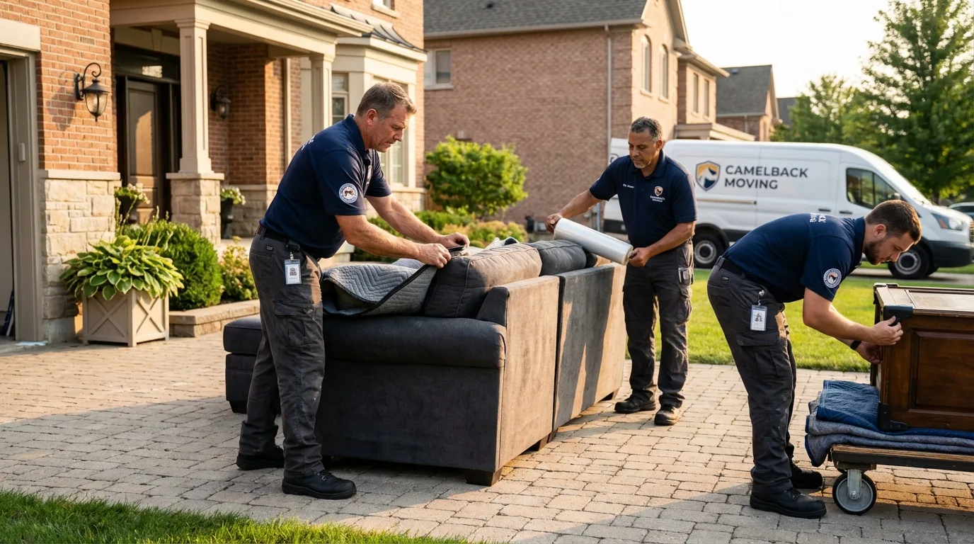 Large estate moving crew wrapping furniture in Alamo, GA