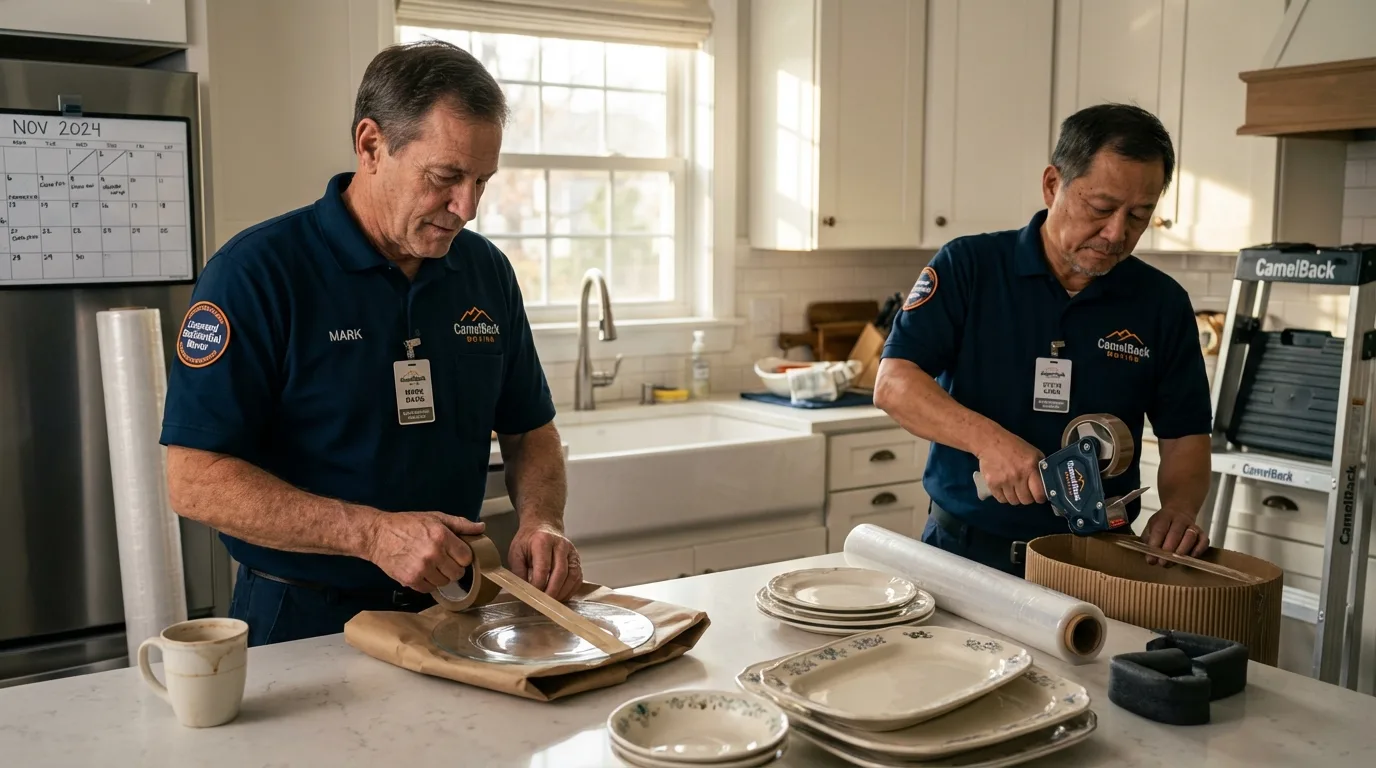Professional crew packing kitchen dishware in Alamo, GA